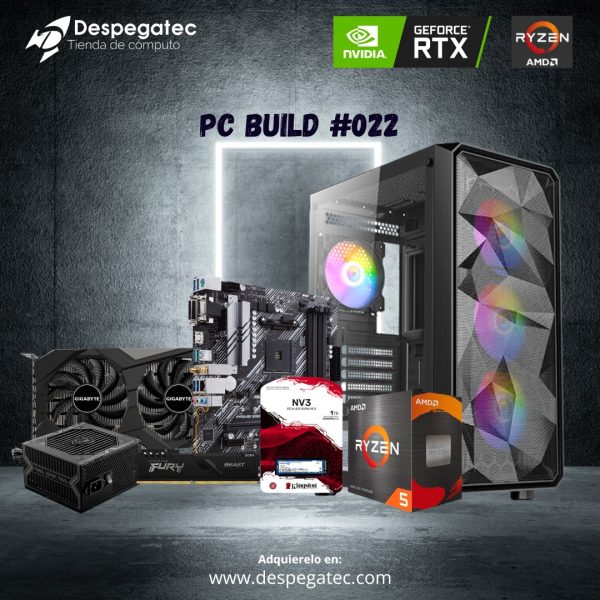 Pc Build #22, AMD Ryzen 5 5500, RAM 16GB DDR4-3200MHz, 500GB SSD Nvme, RTX 3050 6GB