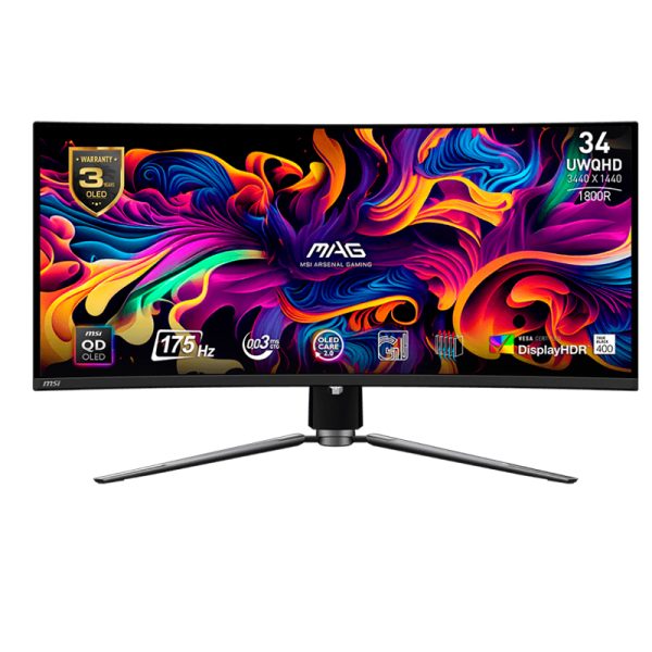 Monitor curvo gaming MSI MAG 341CQP QD-OLED 34"/QD-OLED/1800R/175Hz/HDMI x2/DP x1/USB-C x1