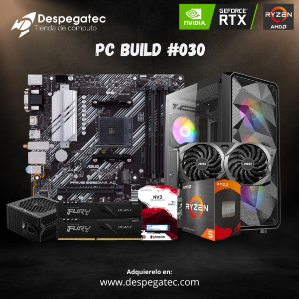 Pc Build #30,AMD Ryzen 5 5500, RAM 16GB DDR4-3600MHz, 1000GB SSD Nvme M.2, RTX 3060 VENTUS 2X 12G OC,