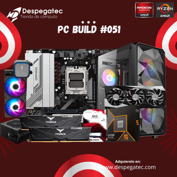 Pc Build #51, Ryzen 5 9600X, Ram 32 DDR5-6000MHz, 1000GB NVMe M.2 SS, RX 7600 GAMING OC 8G